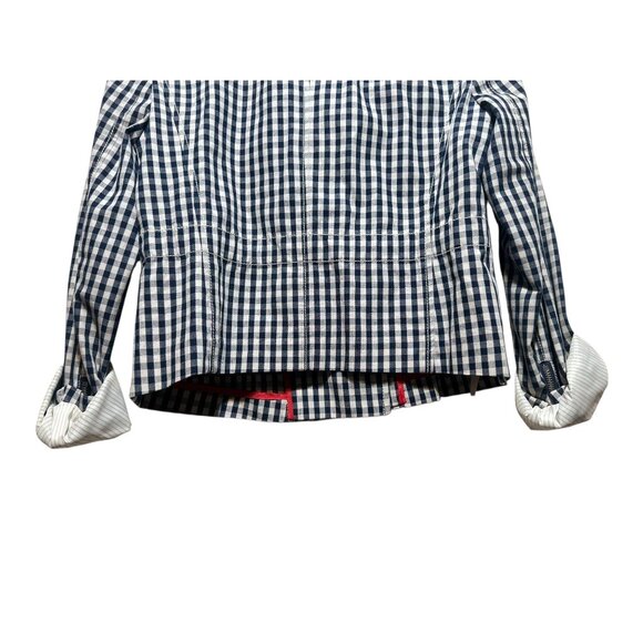 J.Crew Gingham Motorcycle Crop Jacket Womens Size 4 Linen Biker Cottage Preppy - Picture 12 of 16